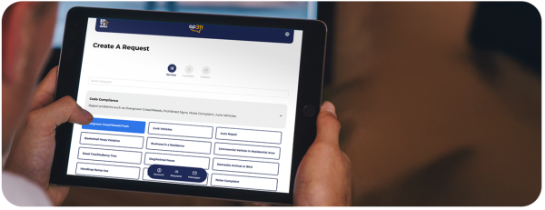 User using the 311 App on tablet device