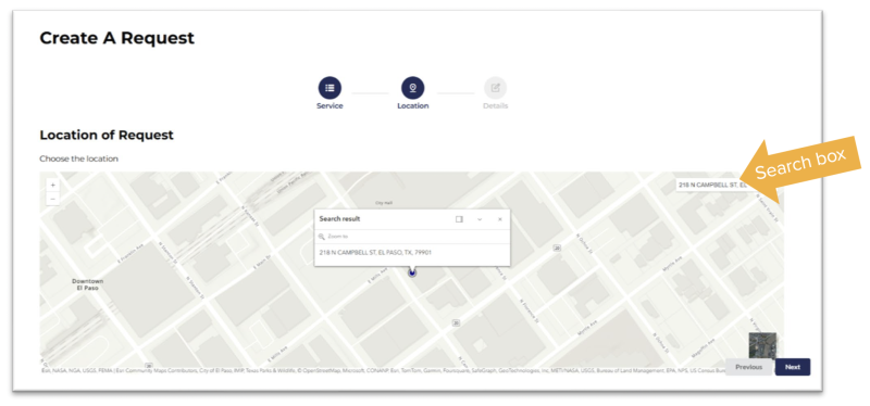 Select a Location of Request