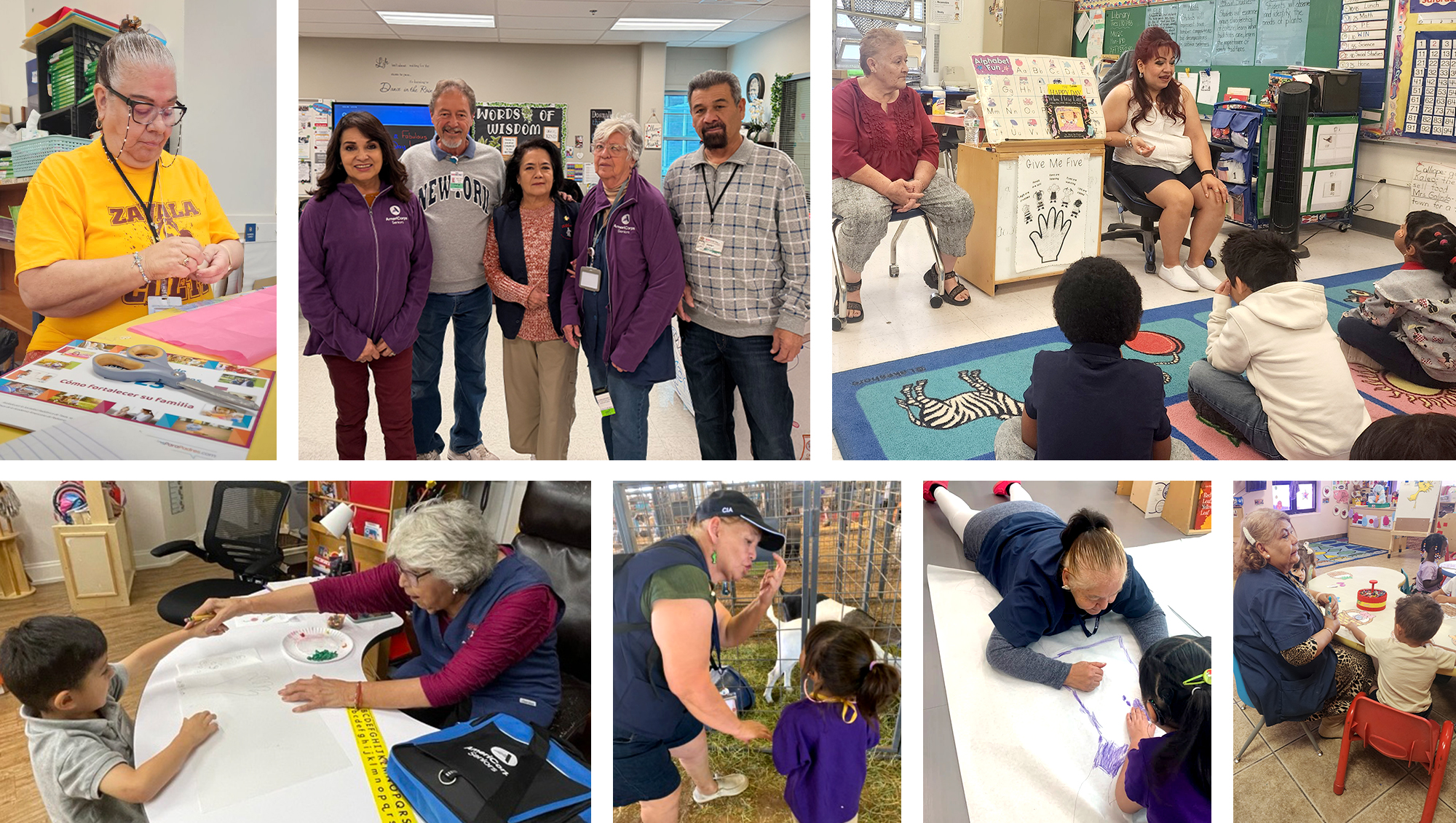 Foster Grandparent Program Volunteers Photo collage