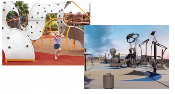 Girl playing on a playground