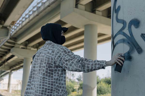 man doing graffiti